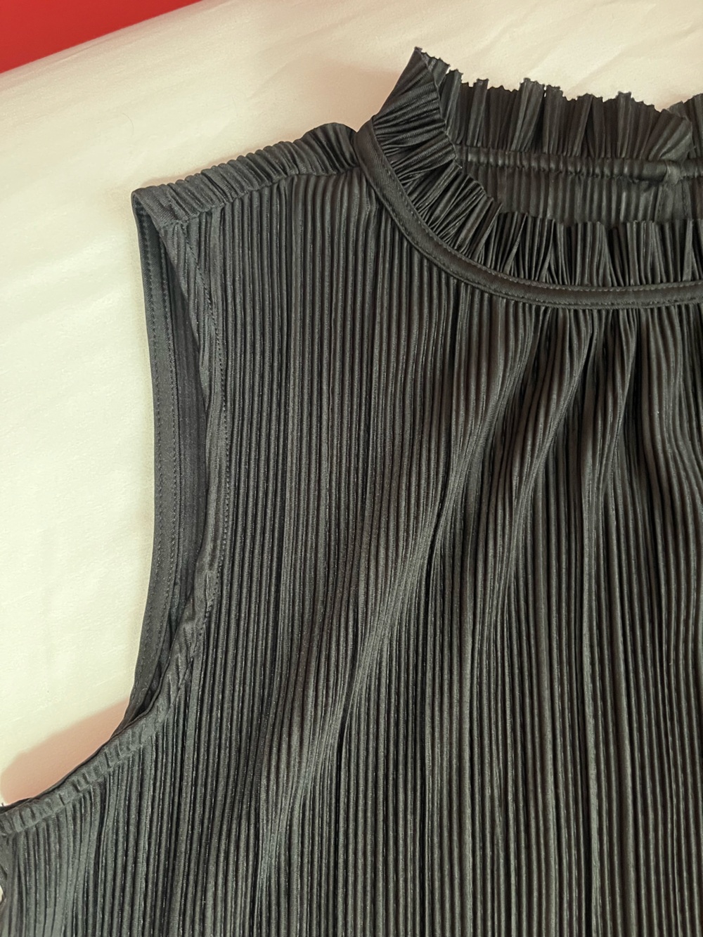 Women's Black Pleated Tank Top